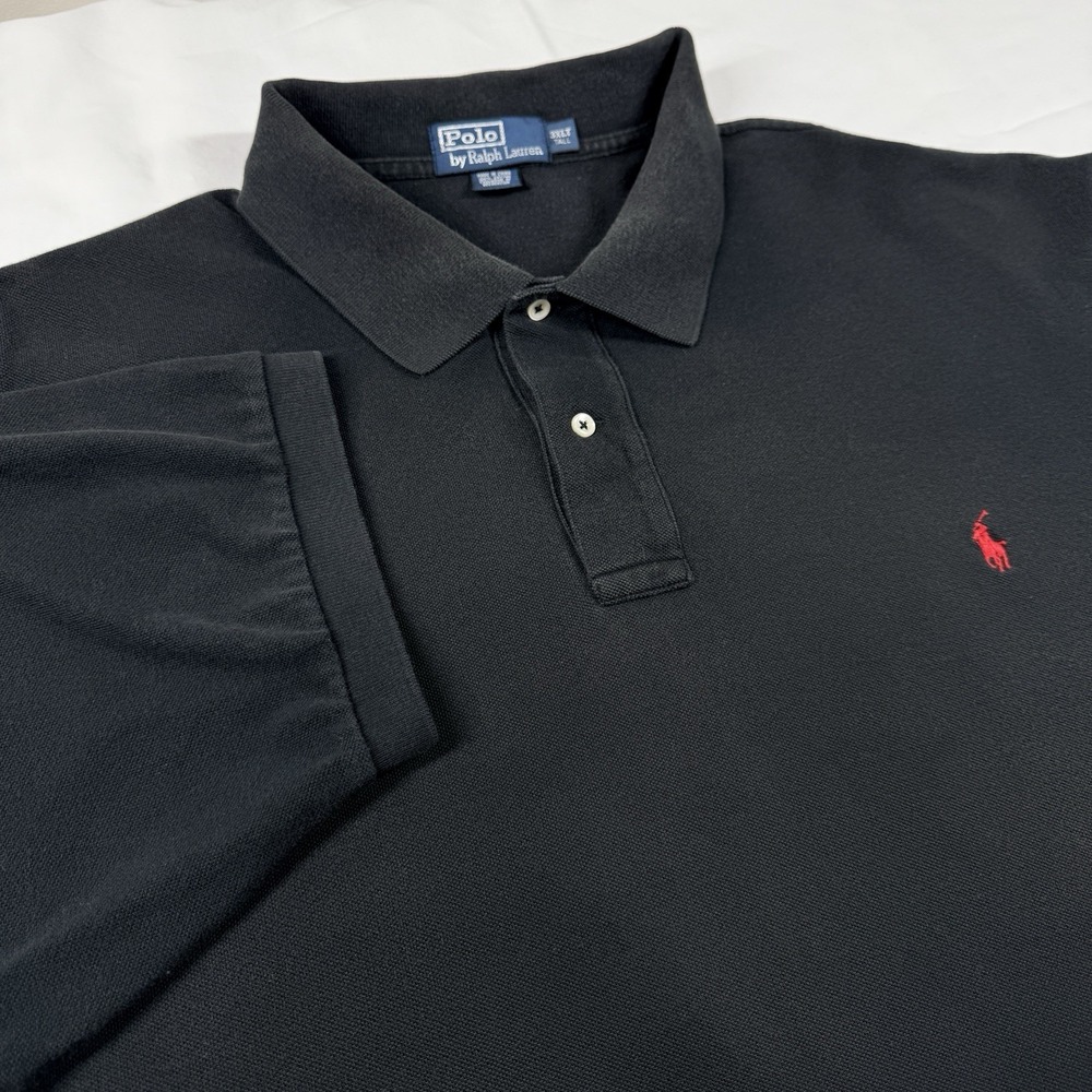 Vintage‎ Polo Ralph Lauren Polo Shirt Mens 3XLT Black Pique Pony Golf Preppy 90s